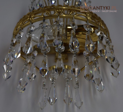 antyczne kinkiety ze złotem i kryształami