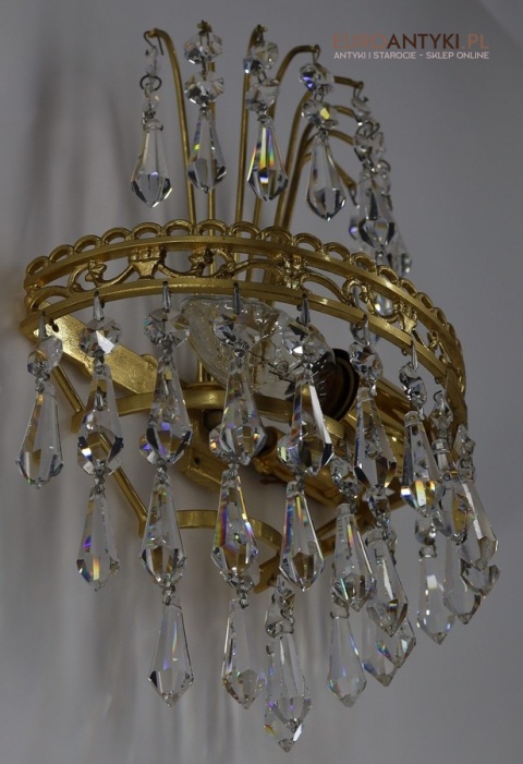 złote lampy na ścianę z kryształami