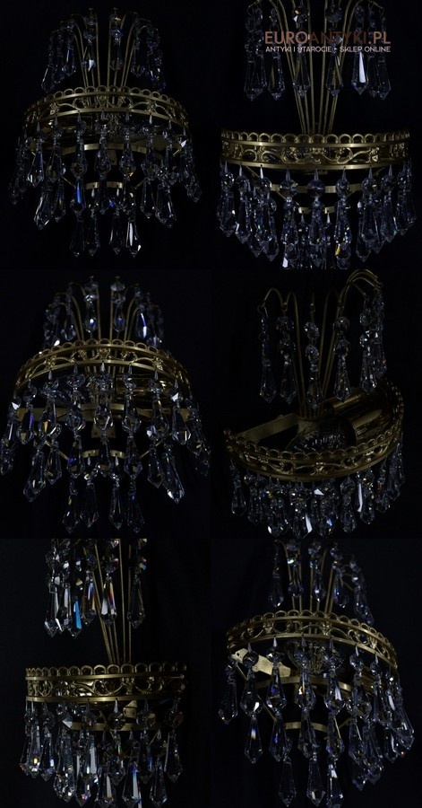 vintage kinkiety do holu z błyszczącymi kryształami