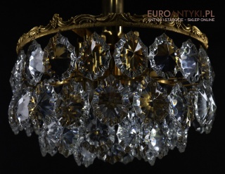 Złoty żyrandol kryształowy Honsel z lat 60. – luksusowe oświetlenie vintage w stylu Hollywood Regency