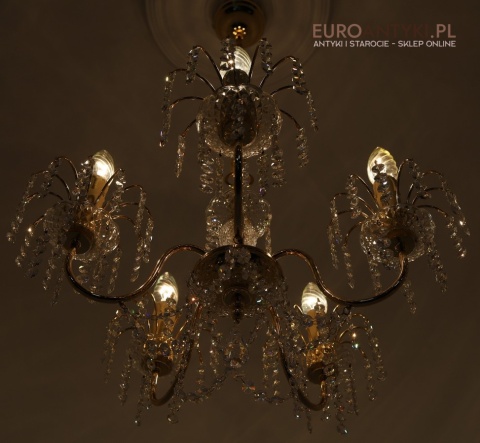 sufitowy żyrandol retro z kryształami
