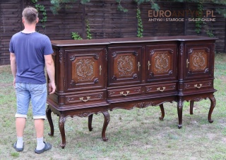 Antyczna komoda ludwikowska z litego drewna – styl Ludwika XV, połowa XX wieku