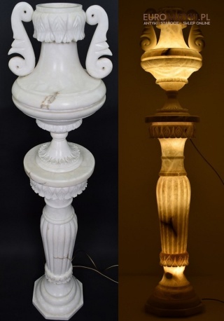 🏛️ Antyczna lampa kolumna z alabastru XXL – Austriacki unikat z lat 1920-30 🏛️