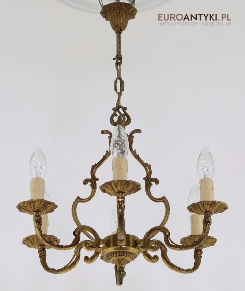 Zabytkowy żyrandol sześcioramienny retro