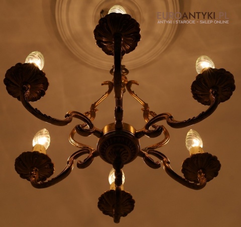 Mosiężny żyrandol dekoracyjny z połowy XX wieku