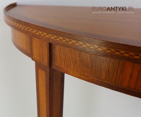 intarsje konsola antyczna półokrągła