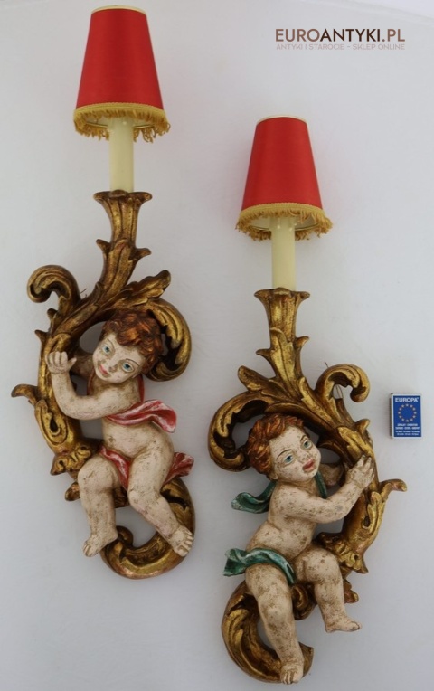 para kinkietów barokowych z puttami