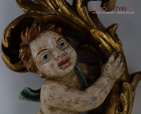 Barokowa para kinkietów z puttami – złocenia, polichromia, oryginał Lay-Art Lloret de Mar