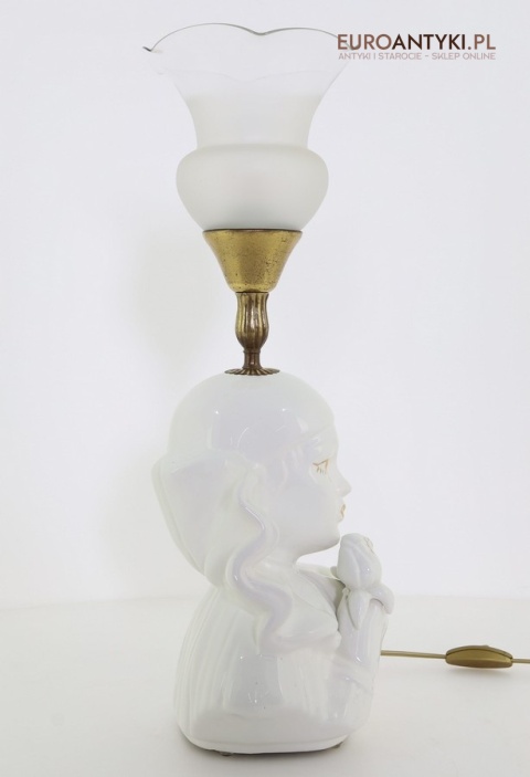 nostalgiczna ceramika lampa z twarzą pierrota