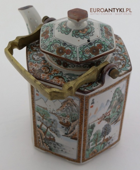 Imbryk kolekcjonerski porcelanowy orientalny