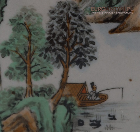 Stylowy imbryk porcelanowy retro z mosiężnym uchwytem