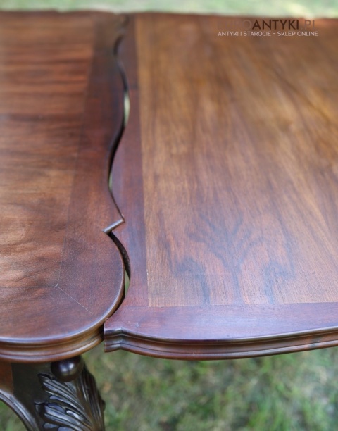 DUŻY! Elegancki stół ludwikowski rozkładany z litego drewna – antyk w stylu Ludwika XV