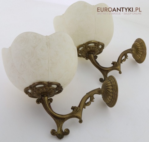 Para kinkietów mosiężnych vintage z lat 70.