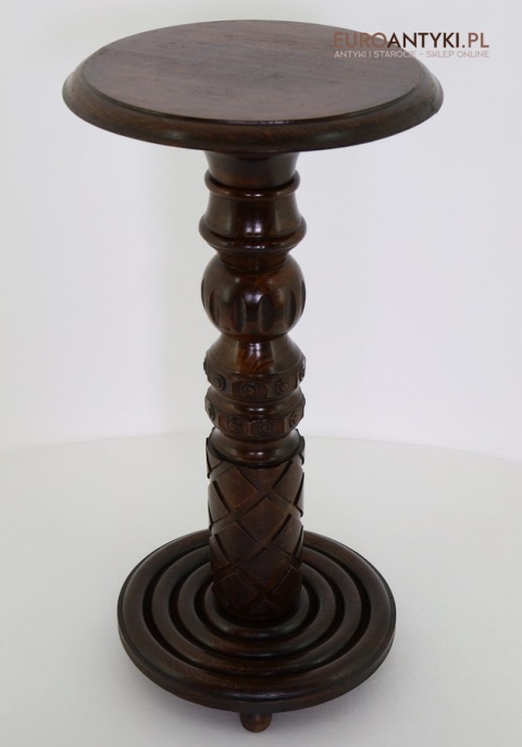 drewniany  antyczny stojak na kwiaty antyk