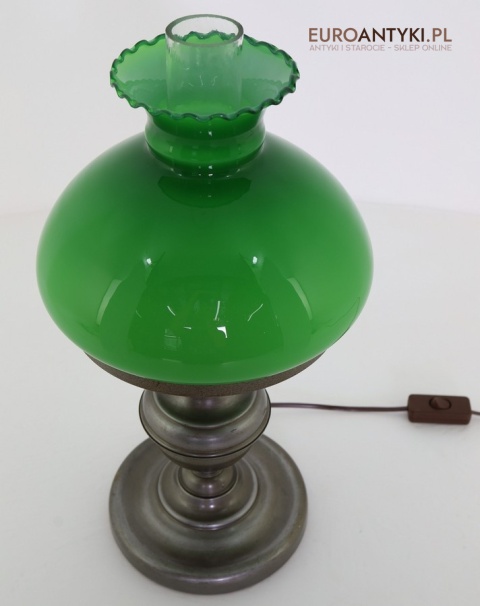 zielona lampa stołowa retro
