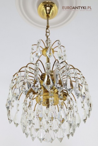 Kryształowa lampa sufitowa vintage z połowy XX wieku