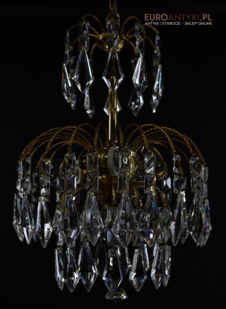 Kryształowa lampa sufitowa vintage z połowy XX wieku