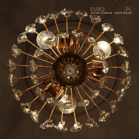 mosiądz i kryształy lampa wisząca