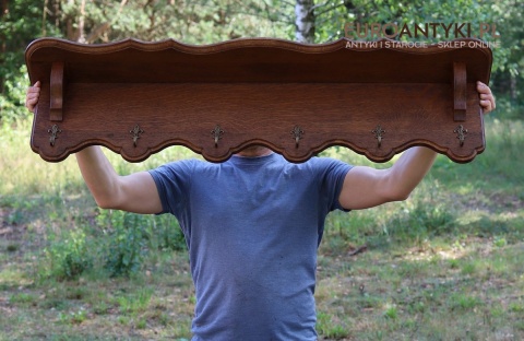 duży dębowy wieszak ścienny antyk