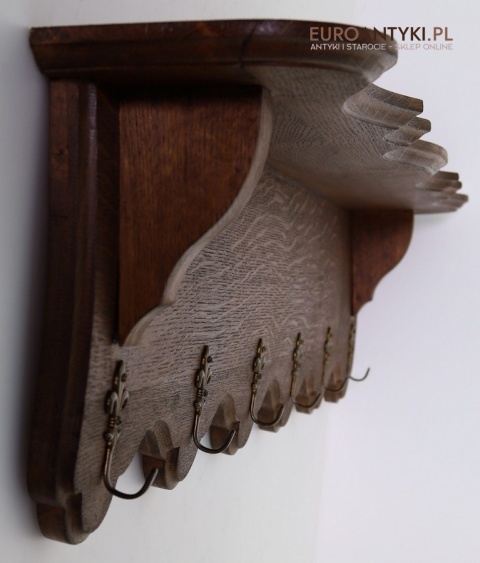 dębowy stylowy wieszak drewniany z hakami