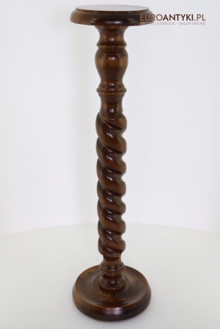 XL! Wysoki kwietnik retro z rzeźbioną nogą – stabilny piedestał z lat 70.