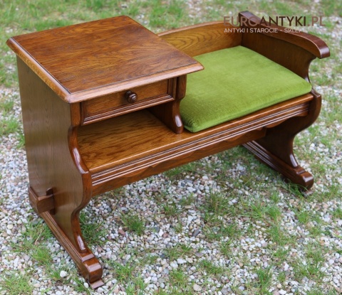 ławka dębowa vintage z szufladą