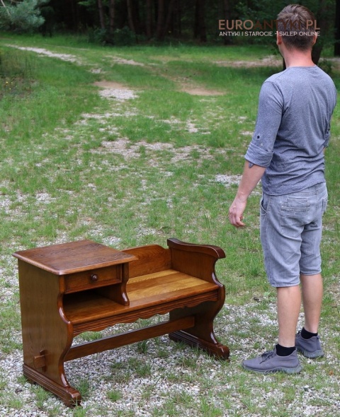 ławka dębowa do ganku z szufladą