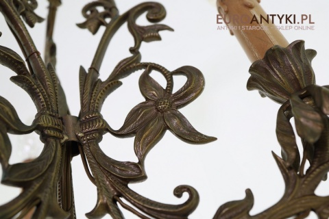 secesja żyrandol mosiężny