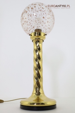 XL! Wysoka! Mid-century modern lampa kolumna z lat 70. – mosiężna z dekoracyjnym kloszem