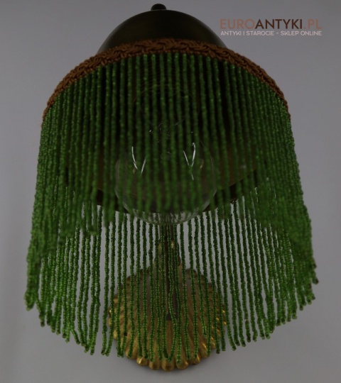 vintage kinkiet ścienny z koralikami zielonymi