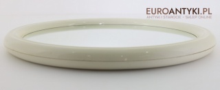 Duże krągłe lustro w kremowej ramie – średnica 38 cm