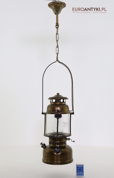 wisząca mosiężna lampa retro do loftu