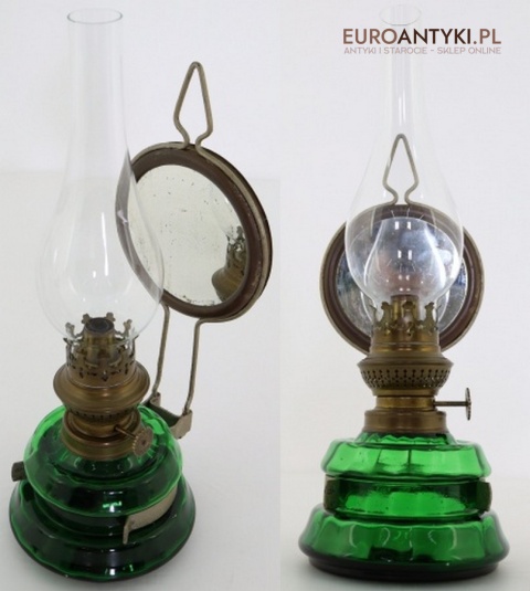 antyczna lampa naftowa z lustrem