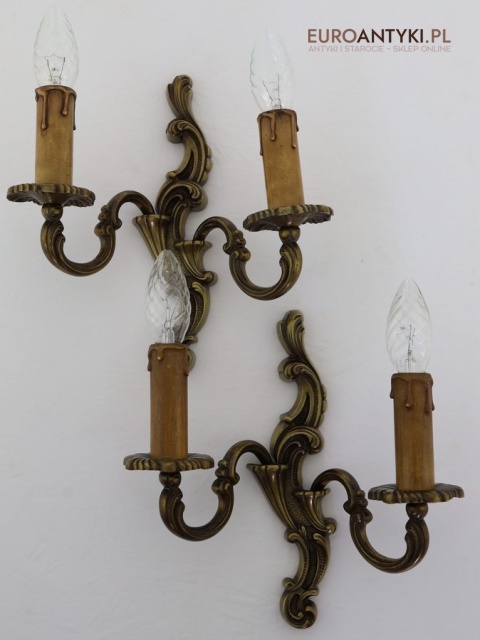 stylowe kinkiety mosiężne barokowe