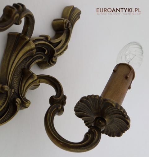 rokokowe kinkiety mosiężne