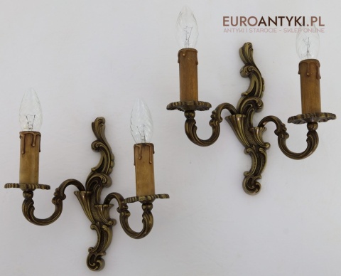 kinkiety mosiężne barokowe