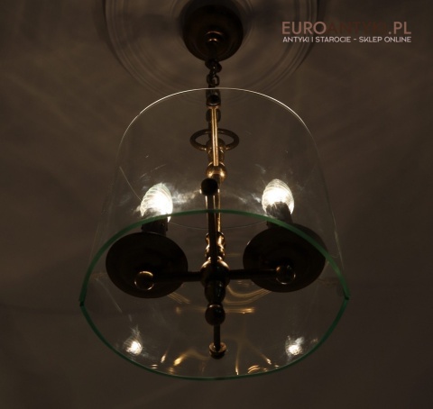 szklana owalna lampa sufitowa vintatge