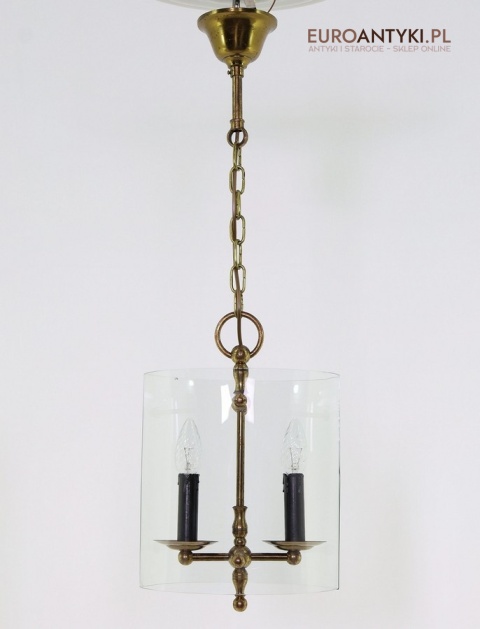 wisząca lampa z grubego szkła i mosiądzu