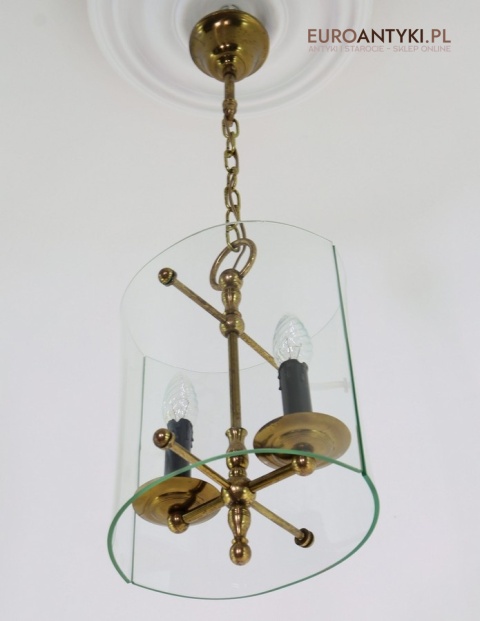 owalna unikatowa lampa z mosiądzu i szkła