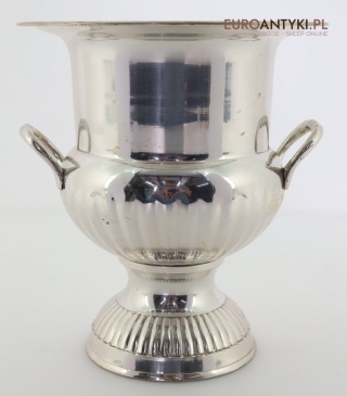 Vintage srebrny cooler do wina i szampana – elegancki pojemnik chłodzący z uchwytami