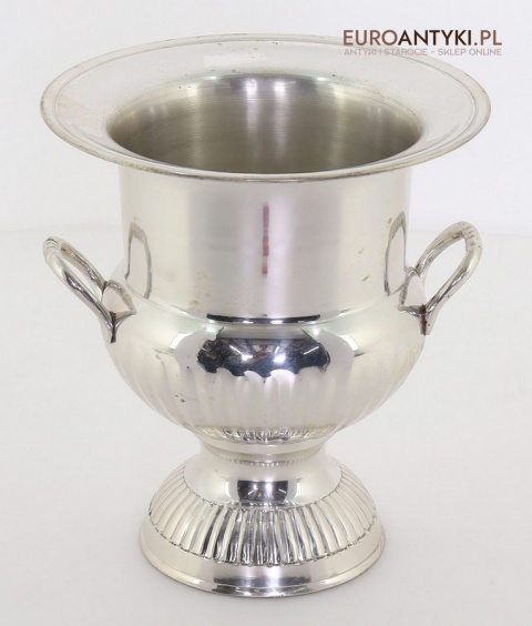 Vintage srebrny cooler do wina i szampana – elegancki pojemnik chłodzący z uchwytami