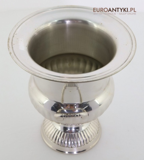 Vintage srebrny cooler do wina i szampana – elegancki pojemnik chłodzący z uchwytami