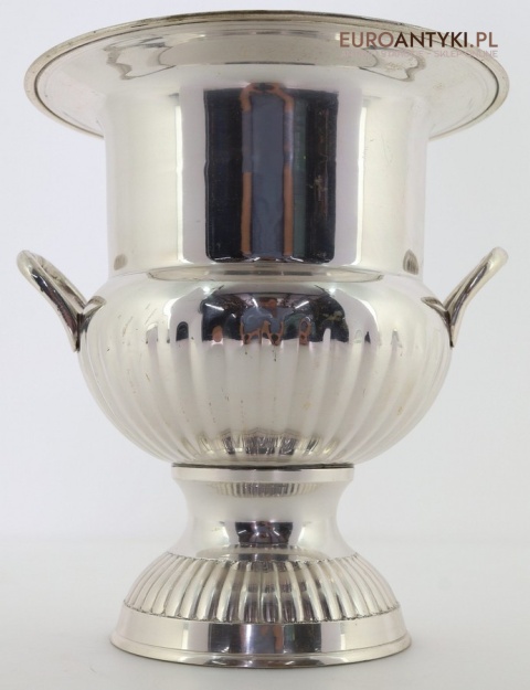 Vintage srebrny cooler do wina i szampana – elegancki pojemnik chłodzący z uchwytami
