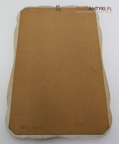 Kremowy wieszak ścienny z lustrem w stylu retro z lat 70.