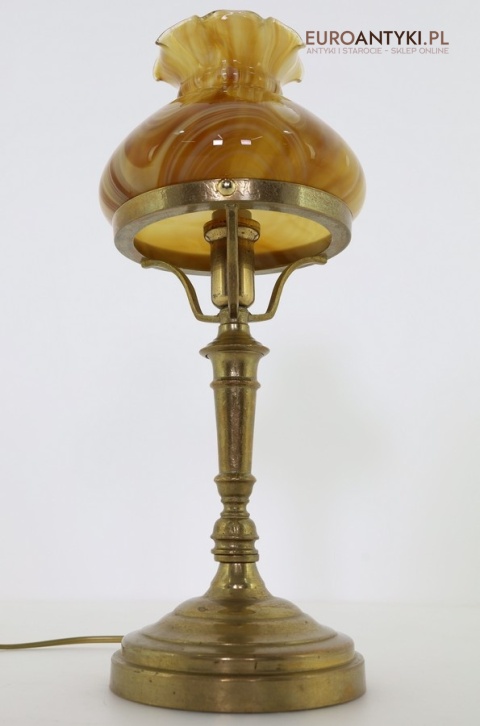 bursztynowy klosz lampa na stolik
