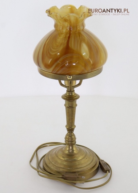 lampka vintage bursztynowy klosz