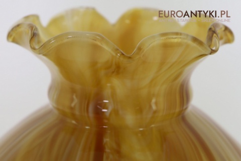 antyczna lampka mosiężna vintage bursztynowy klosz