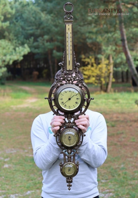 antyk ozdobna stacja pogody z mosiądzu