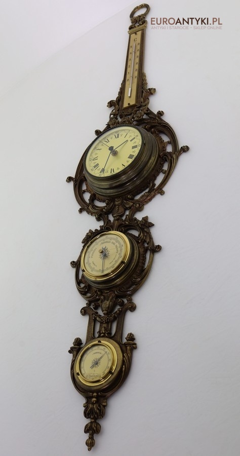 duża antyczna stacja pogody z zegarem i barometrem