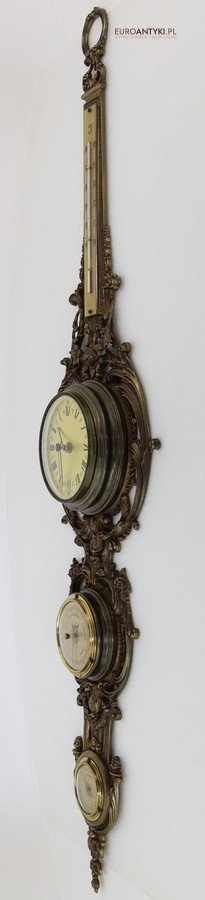 zegar i barometr w jednym – mosiężny antyk